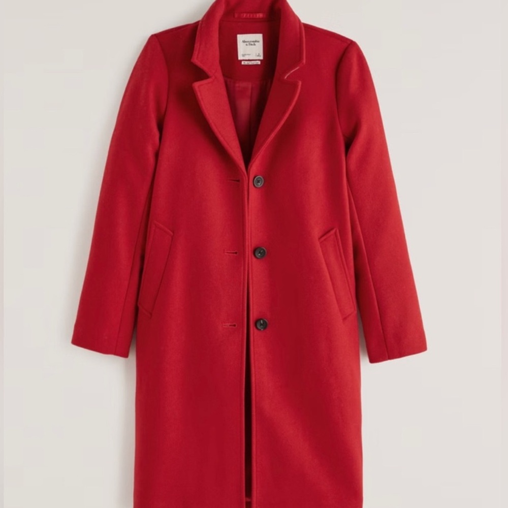 Abercrombie Women’s Wool-Blend Tailored Top Coat Dad Wool Coat (Large)